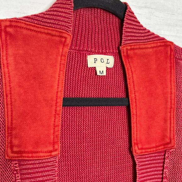 POL Open Front Cardigan Sweater Red Size Medium - Picture 4 of 9